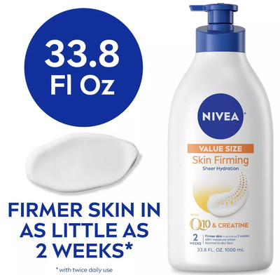 NIVEA Skin Firming Hydration Body Lotion with Q10 and Shea Butter, 33.8 Fl Oz