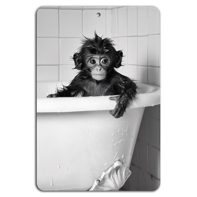 Metal Bath Sign BanginPrints Vintage Whimsical Monkey Bathroom Decor