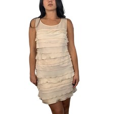 Loft Cream Ruffle Layer Sheath Dress SIZE SMALL