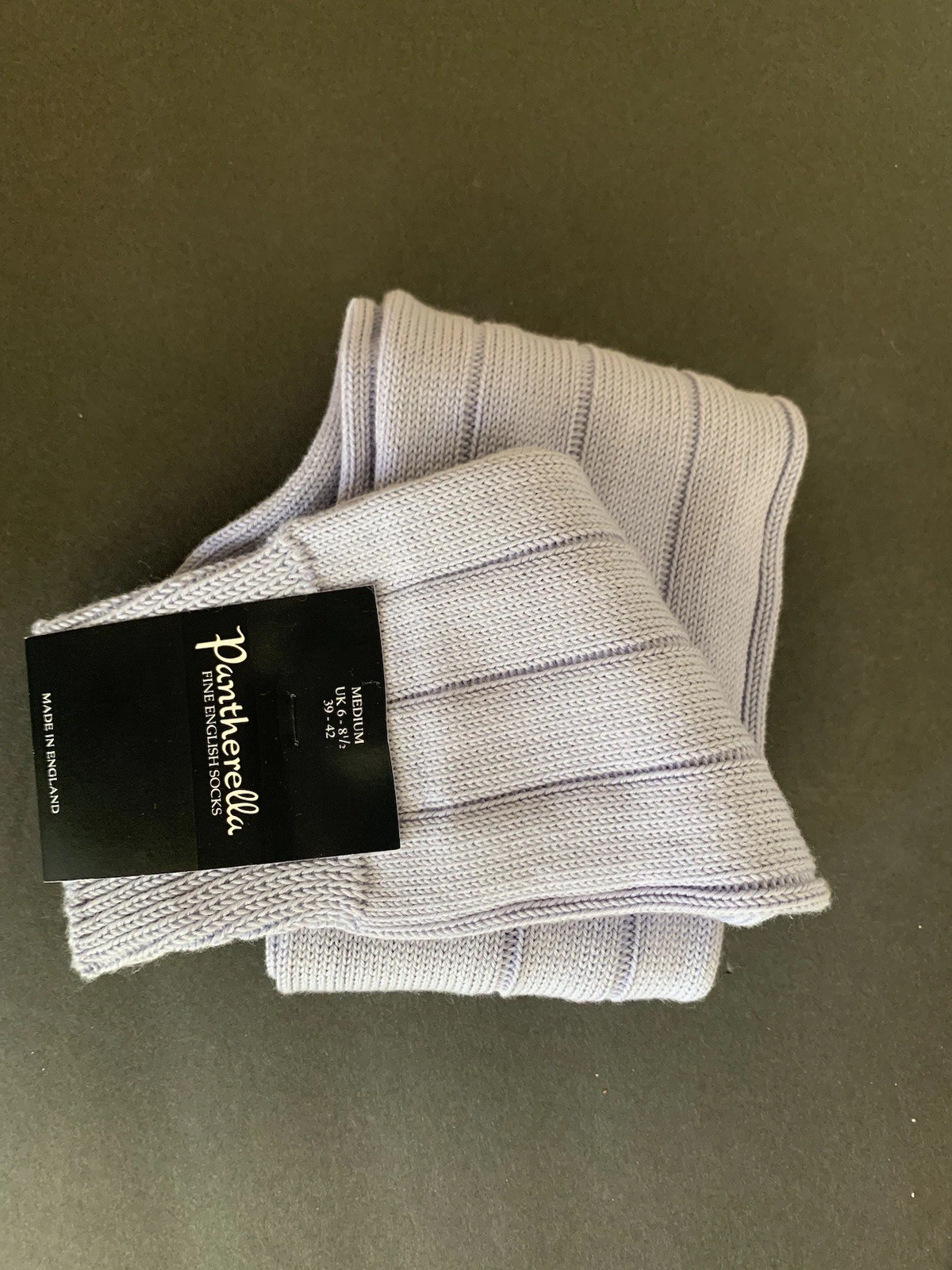 Pantherella Men’s Fine English Socks Cotton Rib Knit Knee High In Lavender NEW