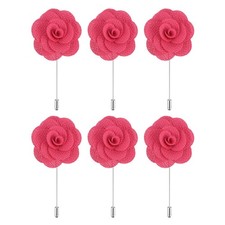 6Pcs Groom Boutonnieres Rose Boutonnieres Pins 3.5"x1.6" for Wedding Pink