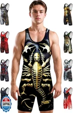 Exxact Sports Sublimated Men's Wrestling Singlet, High-Performance Powerlifti
