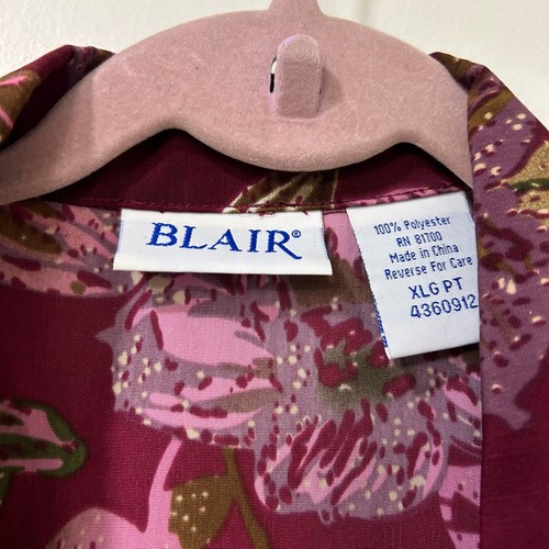 Blair Vintage Damen XL Petite Maroon Floral Full Zip Lightweight Jacket Granny 90s - Bild 2 von 4