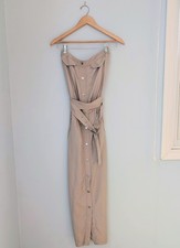 Michael Kors Safari Utility Strapless Belted Midi Beige Tan Size 2