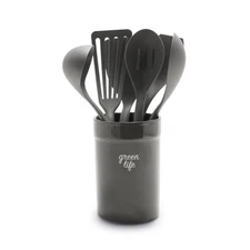 GreenLife Cooking Tools and Utensils, 7 Piece Nylon and Wood Kitchen Set with...