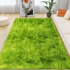 Tie Dyed Grass Green Rug 4x6 ft,Soft Plush Furry Shag Area Rugs Fluffy Fuzzy ...