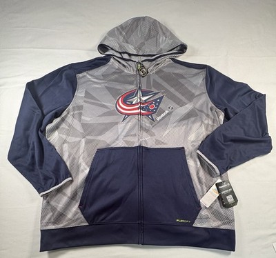 NWT Reebok Center Ice Collection Columbus Blue Jackets Men s Zip Up Hoodie 3XL