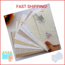 Diuhofart Textured Handmade Paper Sheets for Crafts, A5 Thick Rough Mulberry Rec