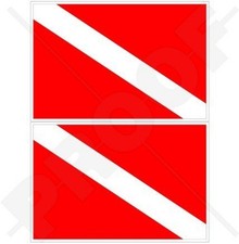 SCUBA DIVING Flag DIVE DOWN Diver 3" 75mm Vinyl Bumper Stickers, Decals x2