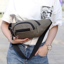 Fanny Pack Belt Waist Bag Crossbody Chest Sling Shoulder Pouch Gray Men  Womens