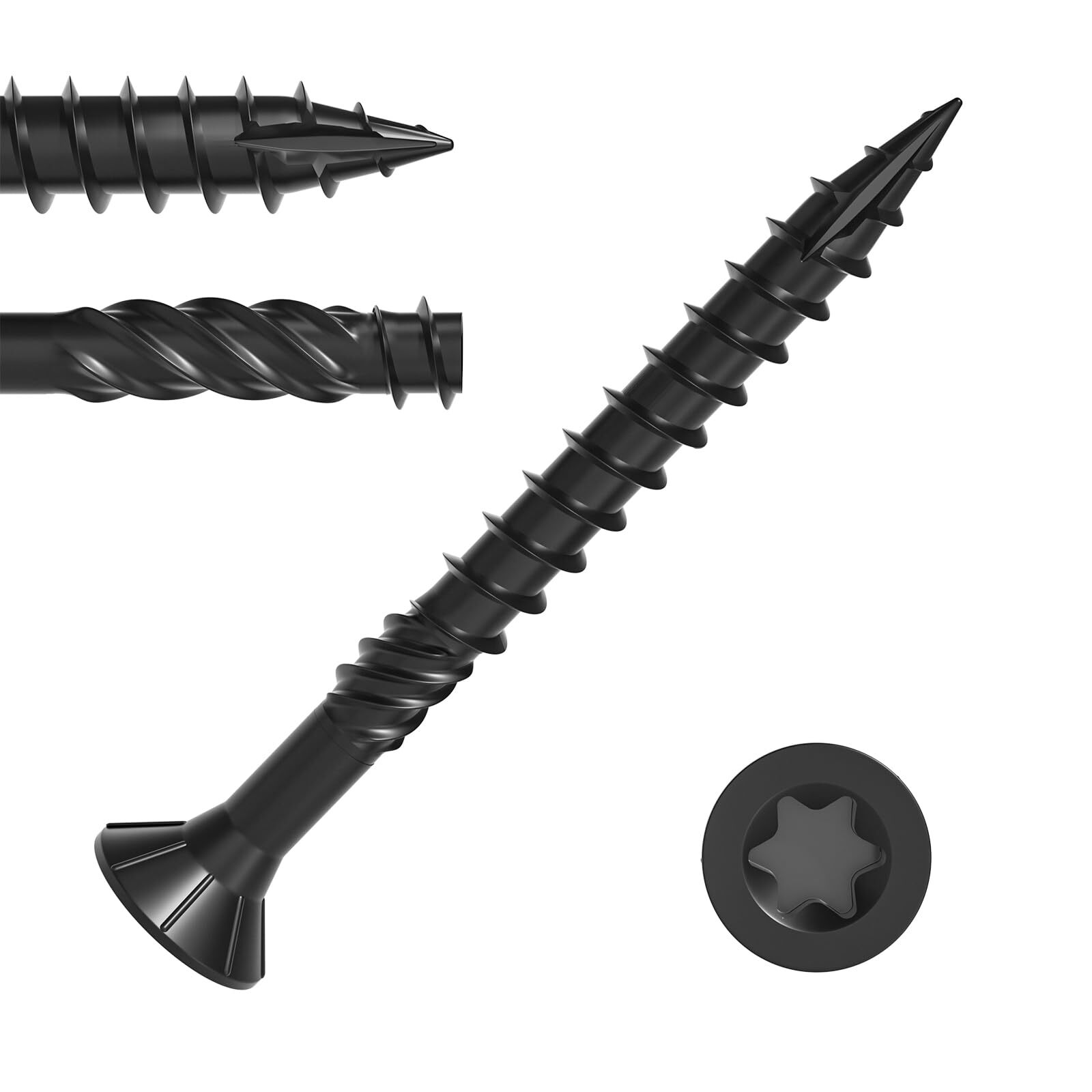 8x2 Inch Heavy Duty Black Deck Screws 105pcs Rust Resistant  