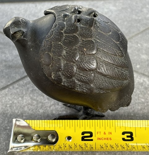 Antique Bronze QUAIL Japanese KORO Incense Burner Bird Censer Statue 3 in - Picture 16 of 16