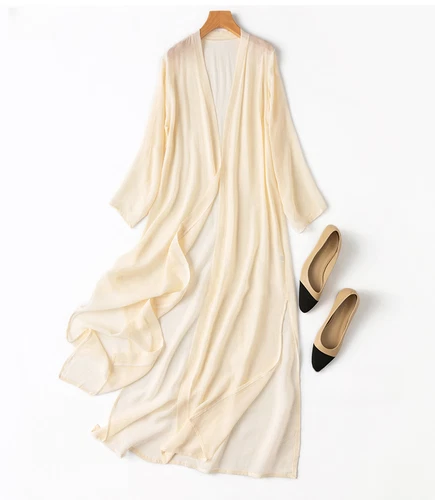  Seiden Cardigan dünn lang Oberteil Kimono Schal Mantel Sommer Strand Cover Up MM148 - Bild 20 von 40