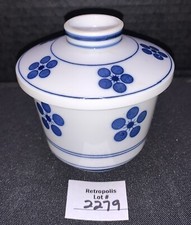 Asian BLUE & WHITE Porcelain Ceramic Covered TEA CUP Bowl with Lid Vintage