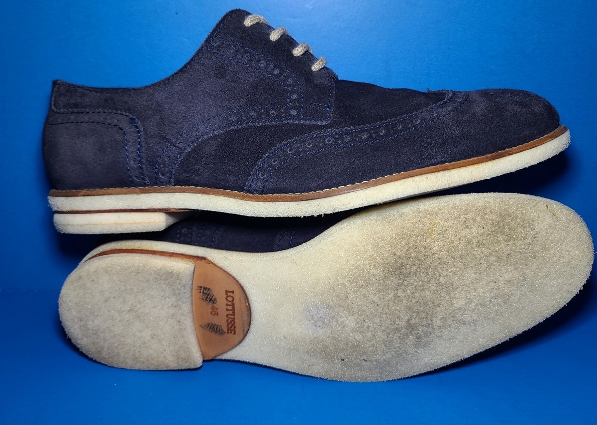 Lottusse T1946 Wingtip Oxford, Men's Navy Blue Suede Shoes