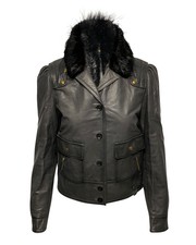 Gucci Jacket With Fur Collar Detail In Black Leather Intm