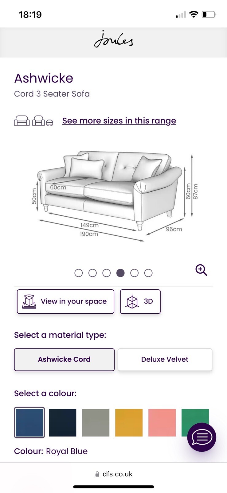 DFS Joules Ashwicke Sofa eBay
