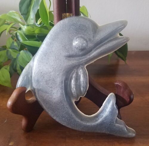 Vintage Mid Century Modern Kitsch Lucite Dolphin Wall Plaque - Picture 1 of 6