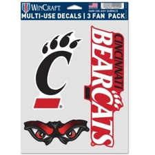 CINCINNATI BEARCATS 3-MULTI USE DECALS FAN PACK WINCRAFT 👀 🔥