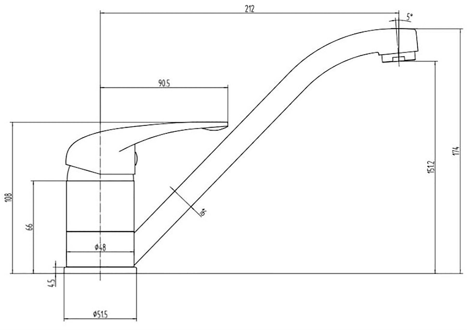Modern Monbloc Kitchen Sink Mixer Tap Single Lever Swivel Spout Chrome