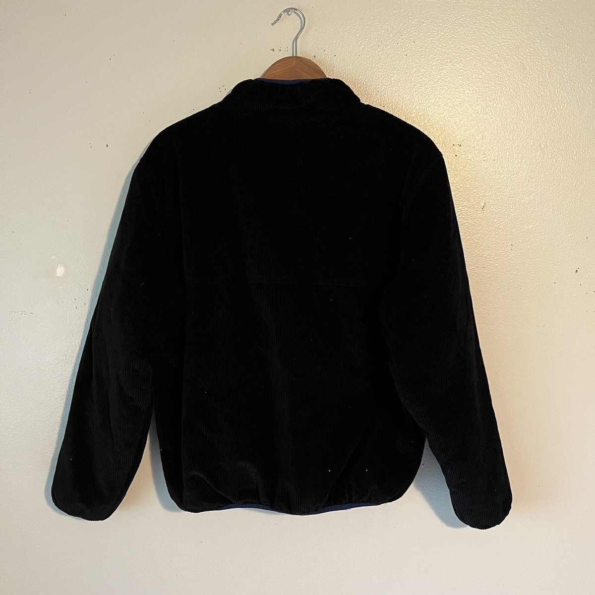 Stussy Corduroy Fleece Pullover Jacket Black Small Authentic Worn