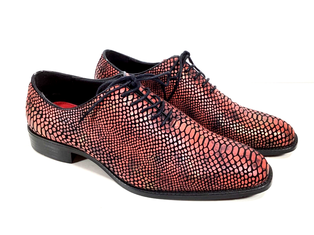 Mens Bolano Seabrook Faux Crocodile Print Red Black Lace Up  display picture 3