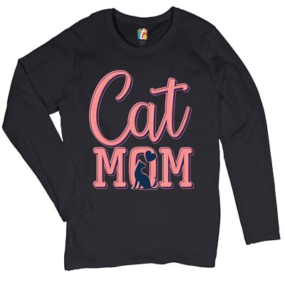 Cat Mom Women's Long Sleeve T-shirt Mother's Day I Love My Cat Mommy Pet Lover