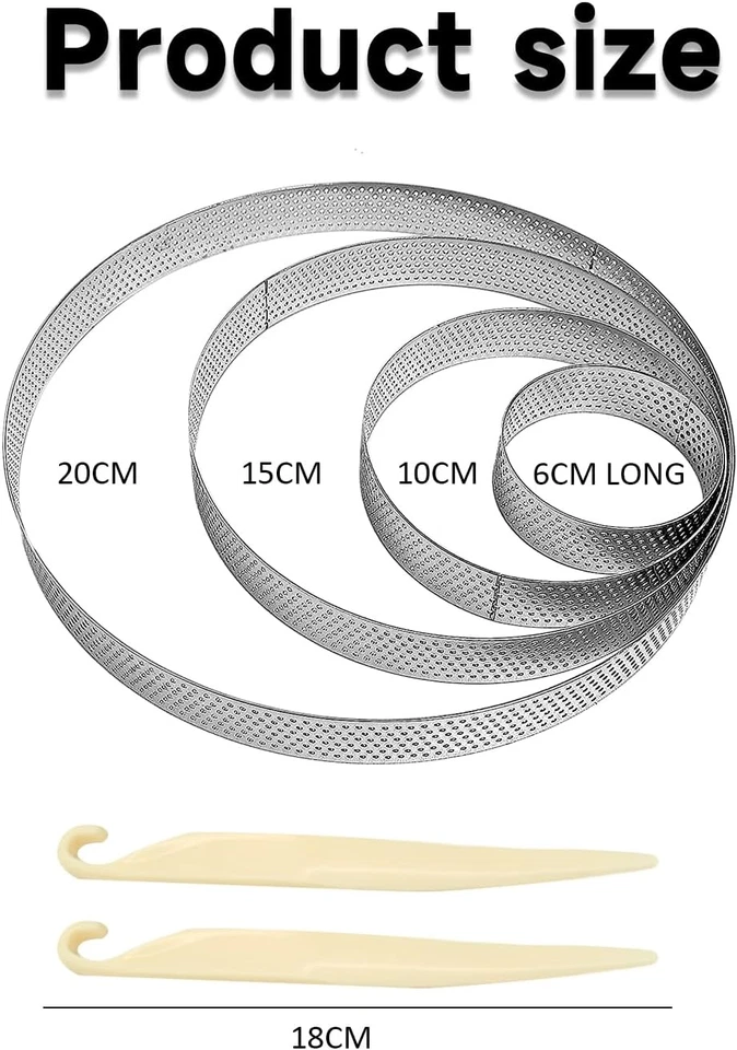 4 Cerchi per Torta in Acciaio Inossidabile Con 2 Spatole in Plastica, Stampi per - Immagine 2 di 4
