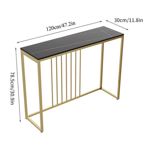 Rectangular Narrow Marble Console Table Polished Top Entryway Decorative Tables - Picture 20 of 34