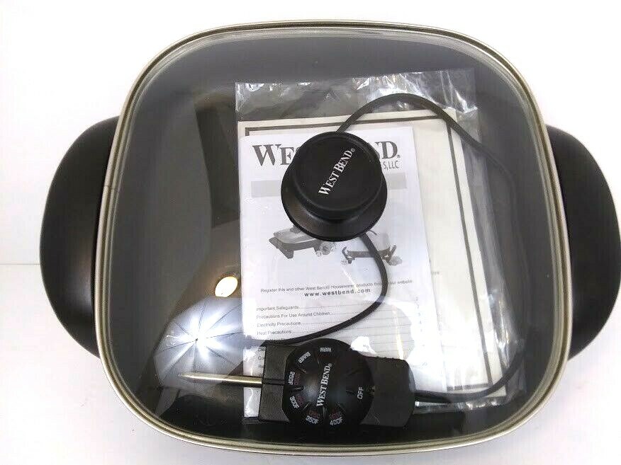 West Bend Electric Skillet Black Kitchen Appliance 1500 Watt Box Has Manual