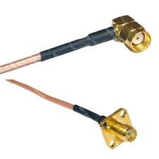 RG316 RP-SMA MALE ANGLE to RP-SMA Female Flange RF Cable Rapid-SHIP LOT