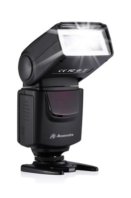 #1094.Powerextra Professional DF-400 Speed Camera Flash  MISSING MINI STAND 