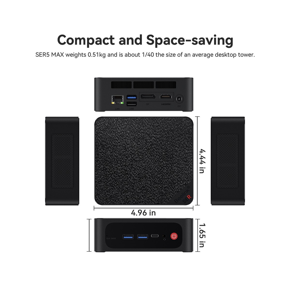 Beelink SER5 MAX AMD Ryzen 7 5800H Office Mini PC Win 11 WiFi6 32G