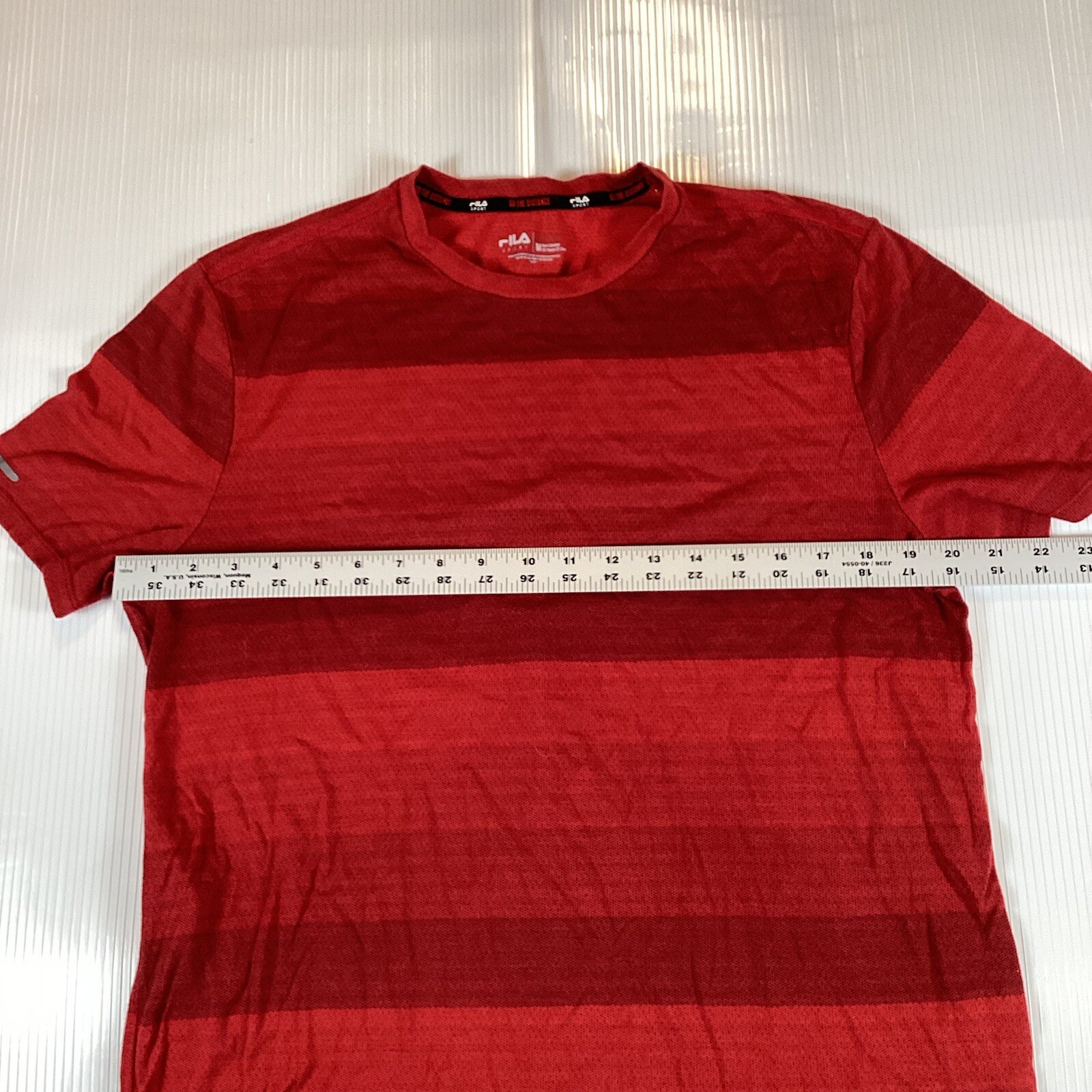 T shirt uomo Fila Sport taglia M media top manica corta girocollo rosso a righe