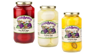 Jake & Amos Pickled Eggs Variety Pack 34 oz: Red Beet, Pickled, Jalape?o
