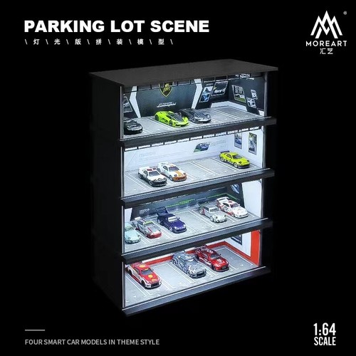 1:64 Scale Diorama Car Garage Model LED Lighting Car Parking Lot Scene Model Toy - Afbeelding 1 van 40