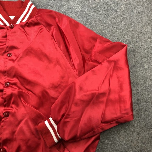 Vintage Active Generation Jacket Men XL Red Satin Full Snap Windbreaker Bomber - Picture 3 of 8
