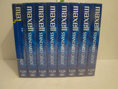 Maxwell Video Cassette Standard Grade 6 Hours T-120 Set of 8 NEW