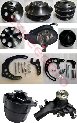 Black Small Block Chevy Serpentine System ALL INCLUSIVE 283 302 305 350 SBC Kit