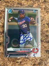 Yunior Severino Signed 2021 Bowman Chrome Prospects Auto Minnesota Twins BCP-140