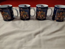 Set Of 4 "Tropical  Fruit" Lang and Wise Collector Mugs  Coffee Cup 1997
