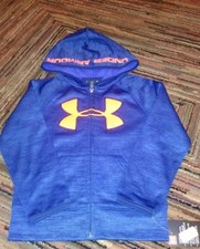 NWT UNDER ARMOUR BOYS ZIP UP LOGO HOODIE HOODY BLUE ORANGE SZ 4