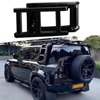 Glossy Black Foldable Side Window Step Ladder for Defender L851 110 2020-2026
