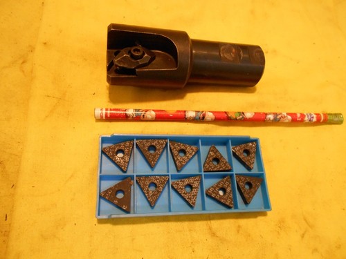 APT USA 1 1/2" END MILL & 10 NEW CARBOLOY TNMA 432 CARBIDE INSERTS milling tool - Picture 2 of 5