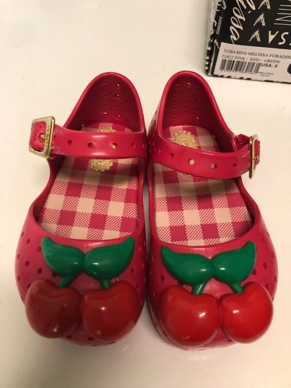 Mini Melissa Cherry Mary Jane Infant Toddler Girls Furadinha shoes