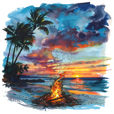 Wall Decal Sticker Tropical Summer Beach Wall Sticker 18X18cm Large