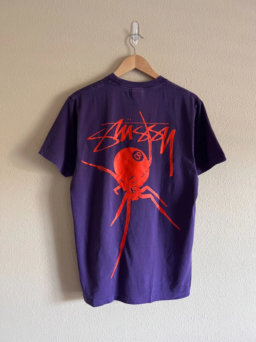 Stussy Pigment Dyed Arachnid Tee - Size Medium - Purple - Brand New