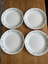 Corelle 8.5" Lunch Plate Friendship Blue & Green Flowers Set Of 4 EUC
