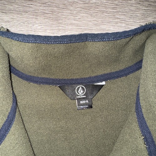 ๐ฅ Mens Volcom Jacket Sherpa Muzzer Fuzzar Colorblock Full-Zip Olive Navy XL ๐ฅ - Picture 4 of 7