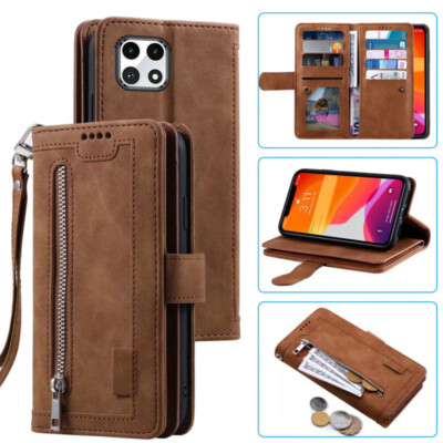 For T-Mobile Revvl 7 5G Wallet Case,Leather Zipper Magnetic Flip Card Phone Case